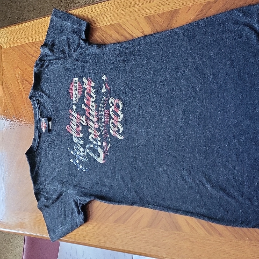 Harley Davidson T Shirt - Size M - Deep Navy color with All American Design - Picture 2 of 6